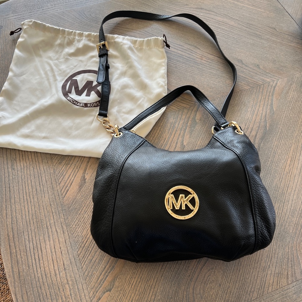 Michael Kors MK Black Leather handbag Tote